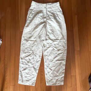 Wilfred Effortless Linen Look Tencil Crop High Waist Trousers Beige Khaki Size 2